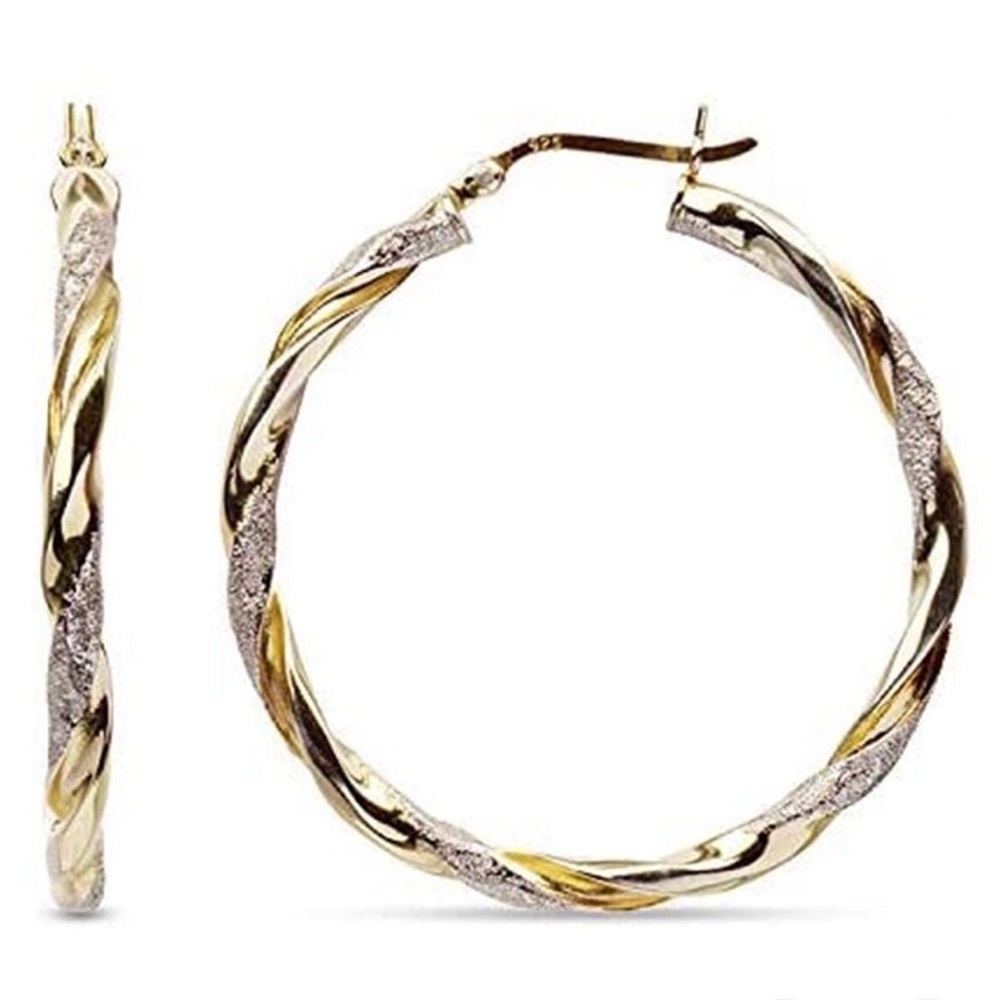 LAST ONE‼️ 14k Gold Plated Spiral Hoop Earrings - Picture 2 of 6